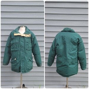 Vintage 80s Green Fall Plaid Field & Stream Goose Down Insulated Puffer Jacket L